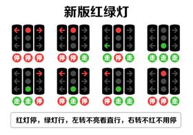 绿色卡通盲人过马路红绿灯素材下