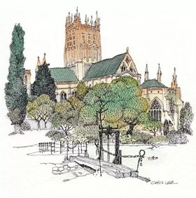 水彩建筑插画