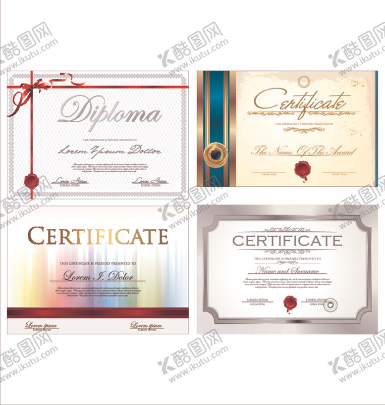 编号：65411009230940208619【酷图网】源文件下载-横版证书防伪花纹欧式边框奖状