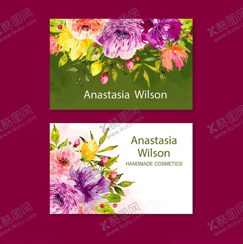 编号：98021304010405137531【酷图网】源文件下载-花卉主题名片设计