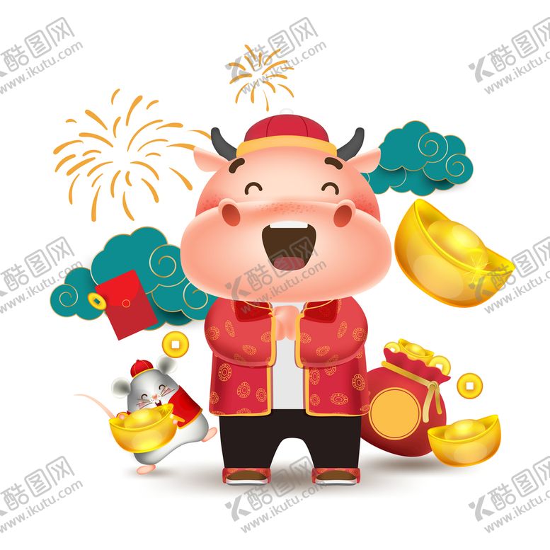 编号：42586709141919145034【酷图网】源文件下载-卡通牛年2021春节牛素材