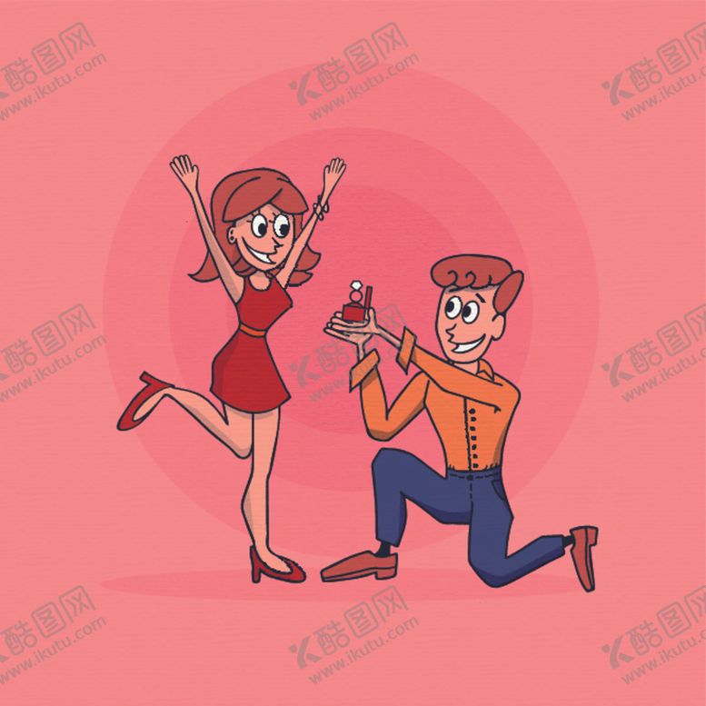编号：25035209262347589895【酷图网】源文件下载-卡通人物求婚