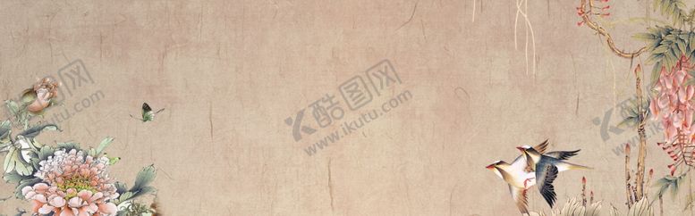 编号：38245805131611548919【酷图网】源文件下载-复古牡丹花朵传统墙贴背景素材