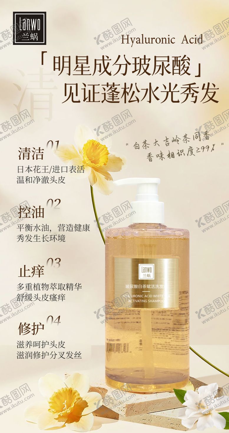 编号：57954109080416447671【酷图网】源文件下载-玻尿酸白茶赋活洗发水