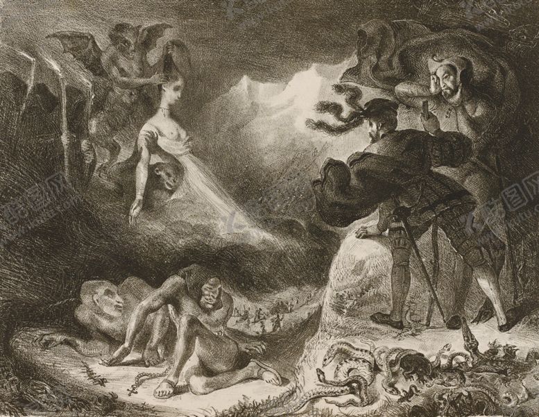 编号：95831409150900192019【酷图网】源文件下载-德拉克洛瓦素描绘画