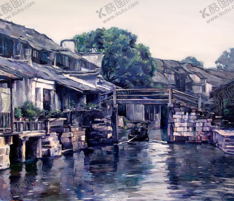 编号：36889007072356573371【酷图网】源文件下载-江南水乡油画