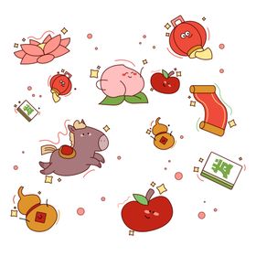 可爱卡通马年贴纸套图