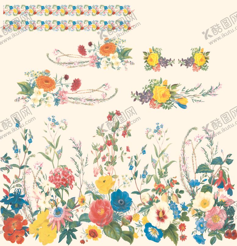 编号：53950804082139264775【酷图网】源文件下载-多彩花卉图案设计素材