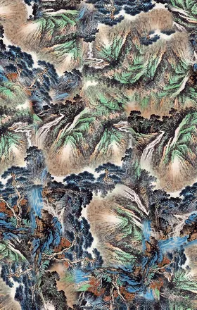 中国风山水印花