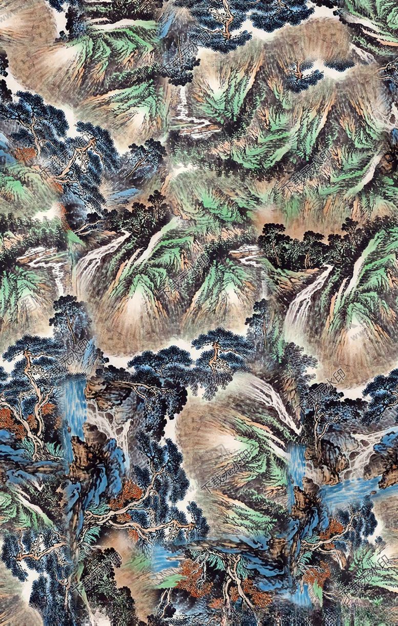 编号：91897110211447036794【酷图网】源文件下载-中国风山水印花