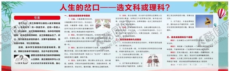 编号：90254205100407594553【酷图网】源文件下载-文科理科选科宣传栏