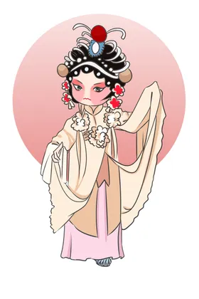 戏曲人物PNG戏曲元素京剧中国风插画国粹文化卡通脸谱