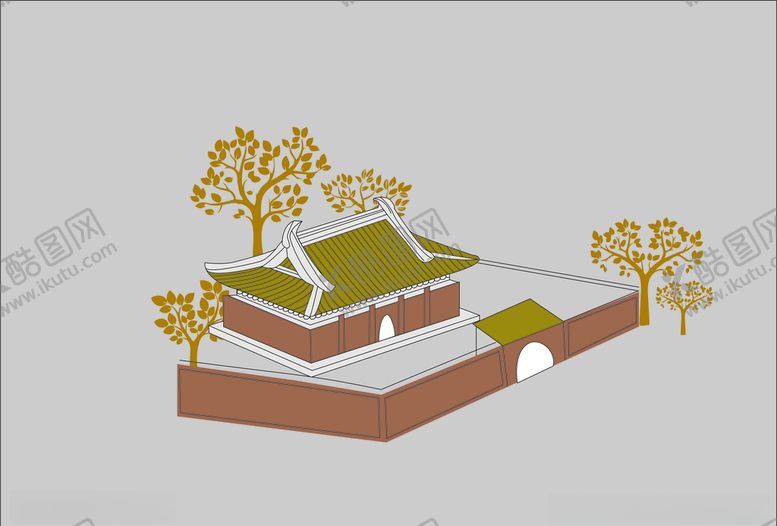 编号：91643110291351358273【酷图网】源文件下载-大坝树木河流古风水痕