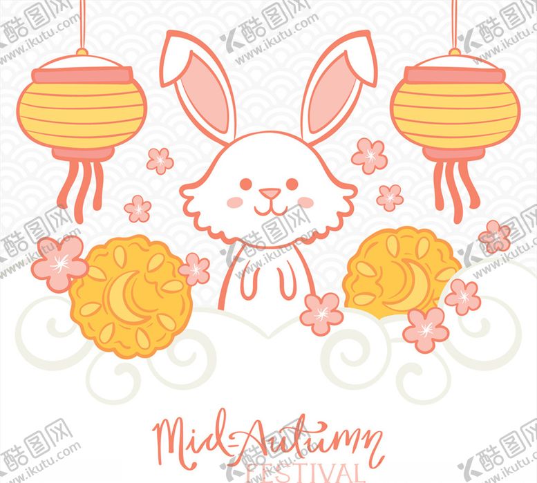 编号：61667610151727198608【酷图网】源文件下载-可爱中秋节白兔和灯笼