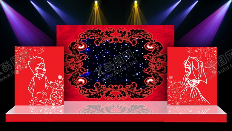 编号：37554010020938292018【酷图网】源文件下载-红色主体婚礼现场布置设计源文件