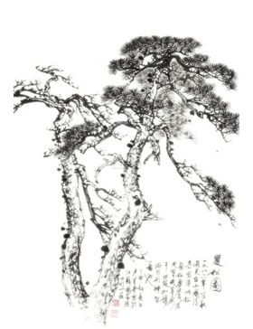 水墨中国风迎客松