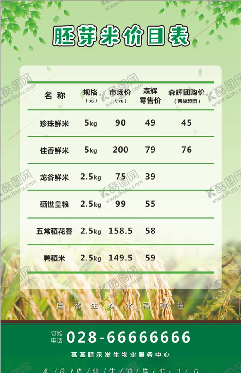 编号：77363009192154577398【酷图网】源文件下载-胚芽米价目表
