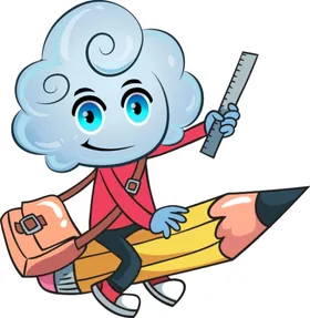 卡通人物矢量图尺子云朵