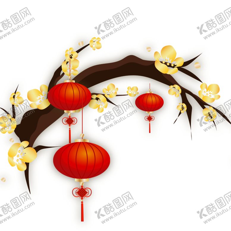 编号：51599105090119007214【酷图网】源文件下载-中国风灯笼梅花元素PNG