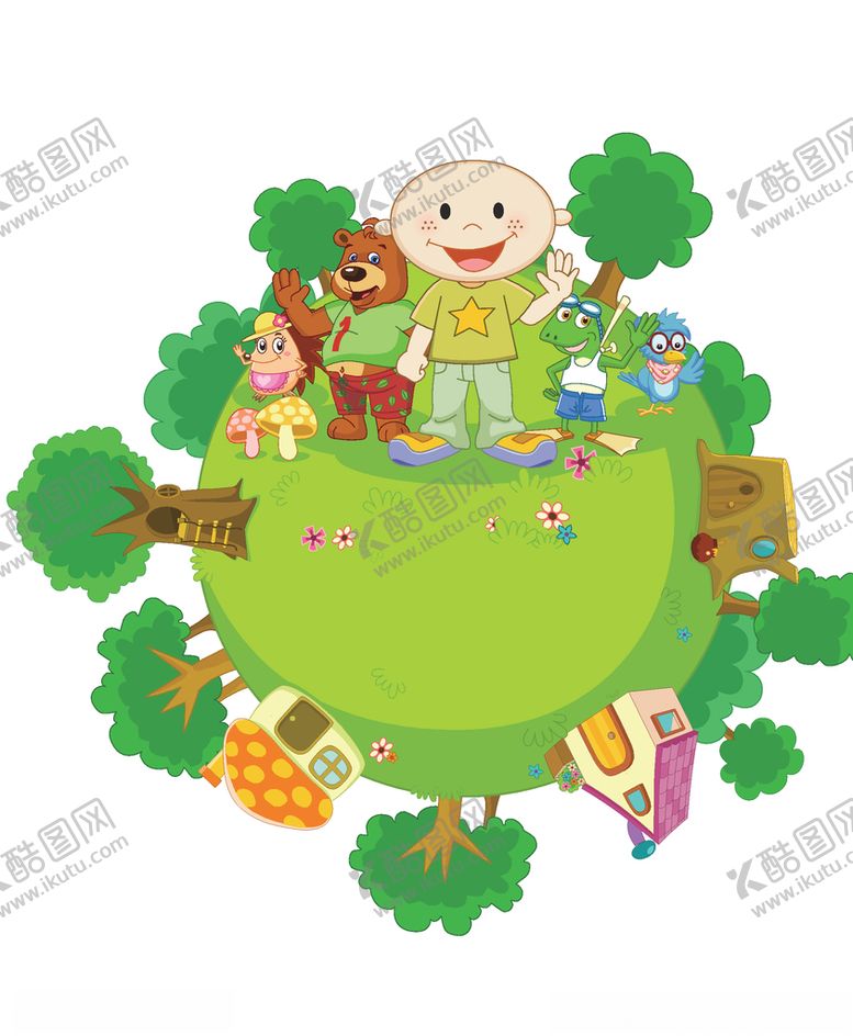 编号：88491409200222095141【酷图网】源文件下载-卡通树卡通人