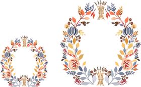  花朵元素 手绘花环 水彩花 