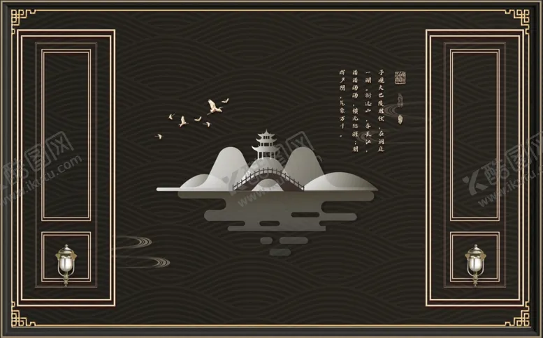 编号：76219009291700461653【酷图网】源文件下载-新中式背景墙