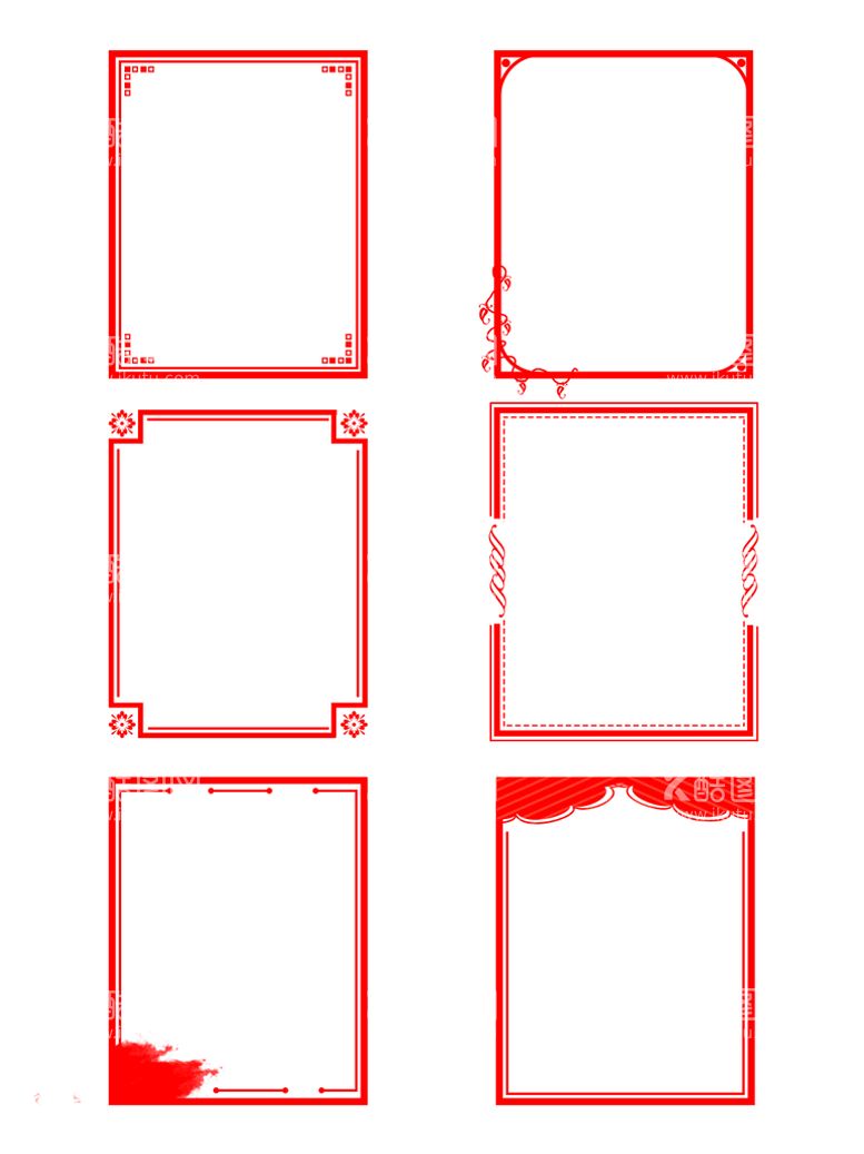 编号：76803509290912292384【酷图网】源文件下载-简单红色中国风边框元素