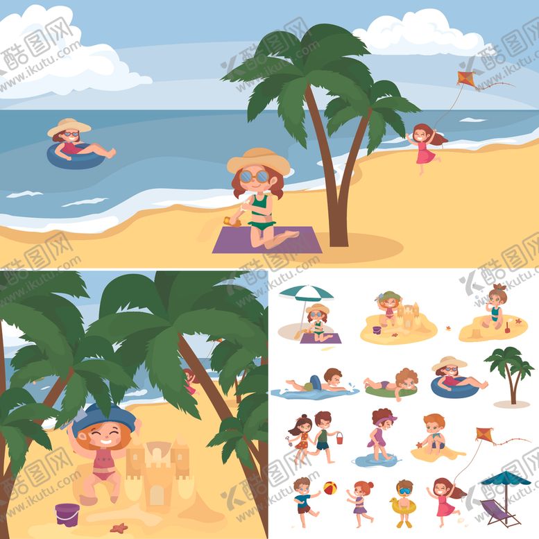 编号：20321309230042146785【酷图网】源文件下载-卡通沙滩