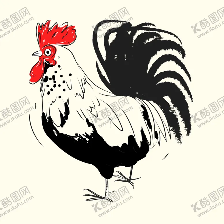 编号：82095112151119404189【酷图网】源文件下载-水墨公鸡插画