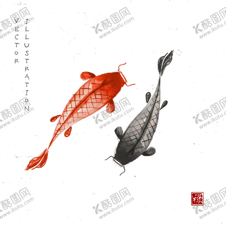 编号：97748002011535128752【酷图网】源文件下载-金鱼锦鲤手绘插画图片