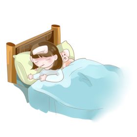 感冒生病发烧卧床不起的小女孩