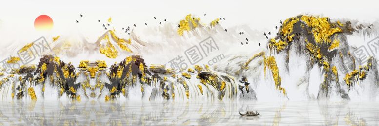 编号：24445107121959269327【酷图网】源文件下载-意境水墨山水装饰画