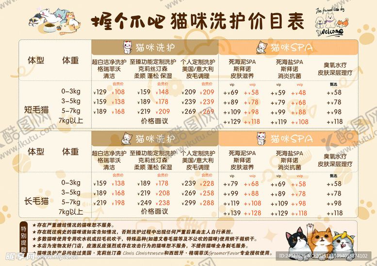 编号：77193111142018538563【酷图网】源文件下载-猫咪价目表