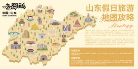 山东假日旅游地图攻略背景板 