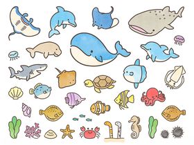 海洋生物卡通图案集合