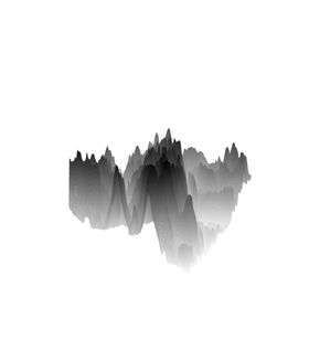 抽象山峰泼墨插画梦幻迷雾