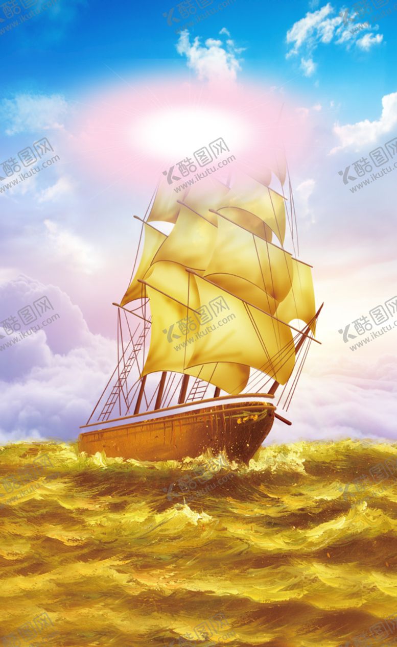 编号：73680310151722322167【酷图网】源文件下载-金色帆船装饰画