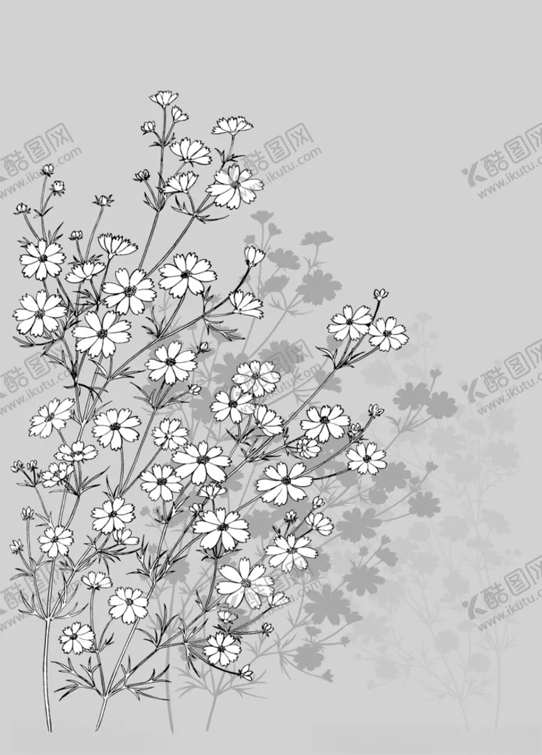 编号：57660907060421128624【酷图网】源文件下载-日本线描植物花卉矢量素材