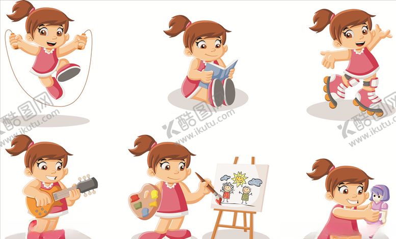 编号：64239710091645531866【酷图网】源文件下载-矢量卡通运动女孩