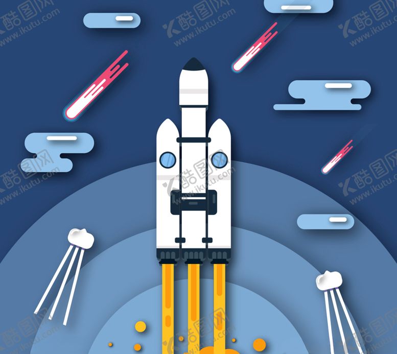 编号：89218109130559084066【酷图网】源文件下载-升空的宇宙飞船火箭发射