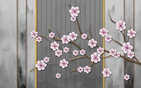 浮雕花梅花蝴蝶背景墙