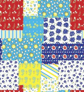 清新拼贴风几何花卉图案