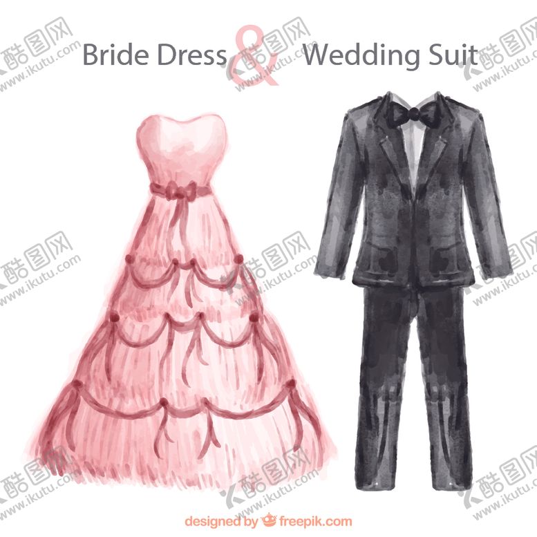 编号：24824610201920234034【酷图网】源文件下载-水彩绘新人服装