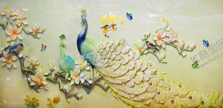 编号：89092810051536384300【酷图网】源文件下载-大气孔雀客厅装饰画