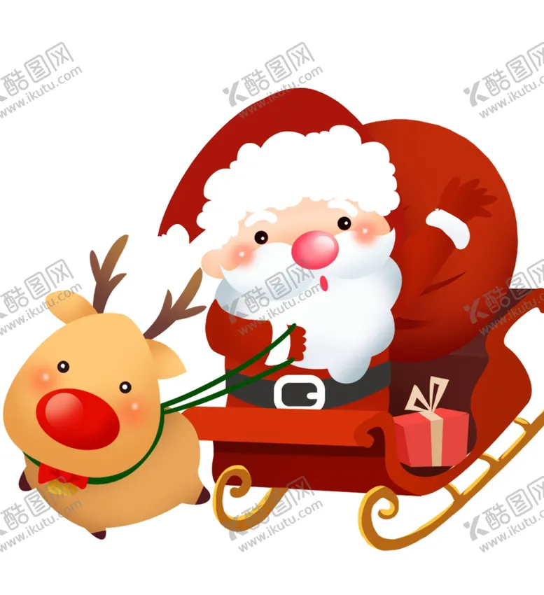 编号：32461704292130447182【酷图网】源文件下载-圣诞节麋鹿圣诞老人圣诞礼物雪橇