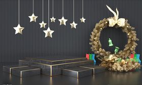 C4D模型黑金风格电商立体场景