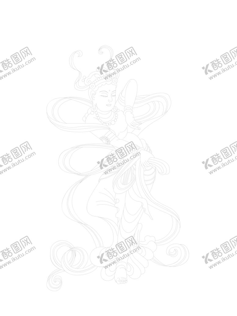 编号：83422102171300523523【酷图网】源文件下载-飞天高清分辨率线稿