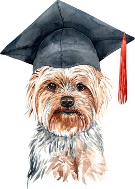 水彩绘画可爱小狗