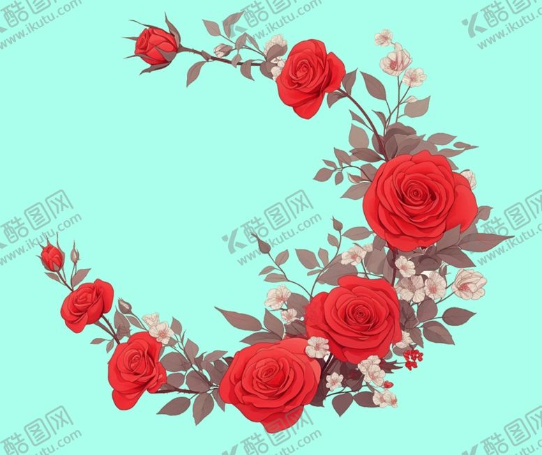 编号：32492201280523518854【酷图网】源文件下载-玫瑰花花环花边