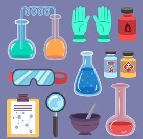 矢量卡通科学实验